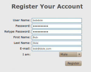php registration form with script