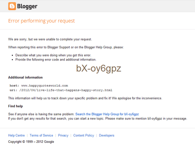 page not opening after posting new post in blogger