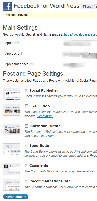 Facebook Plugin Settings for wordpress Facebook Plugin Settings for wordpress