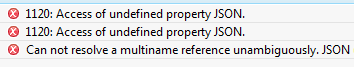 access of undefined property JSON in smartfoxclient.as flash builder 4.6 with flash player 11