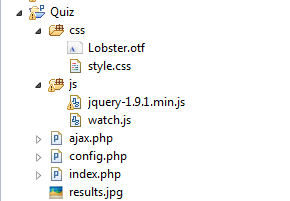 quiz application using php, jQuery, ajax, MySQL and HTML5