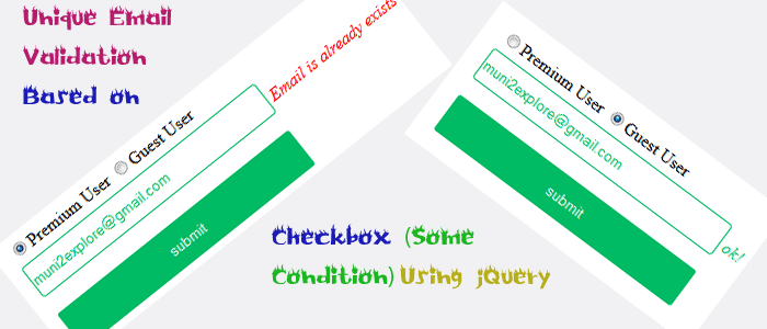 Unique Email Validation Based on Checkbox Using jQuery Validation Plugin Custom Methods, Ajax and PHP