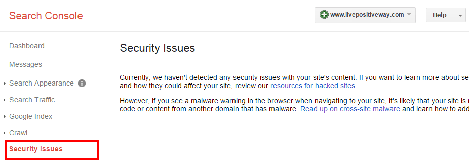 Search console security issues