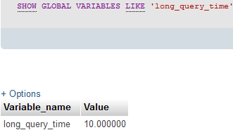 Set long_query_time in Mysql server