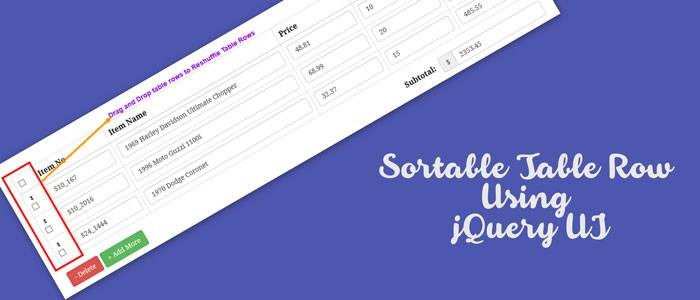 Sortable Table Row Using jQuery UI