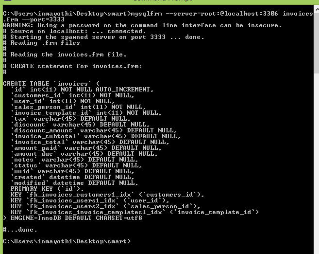 How to recover table structure from .frm files with MySQL Utilities